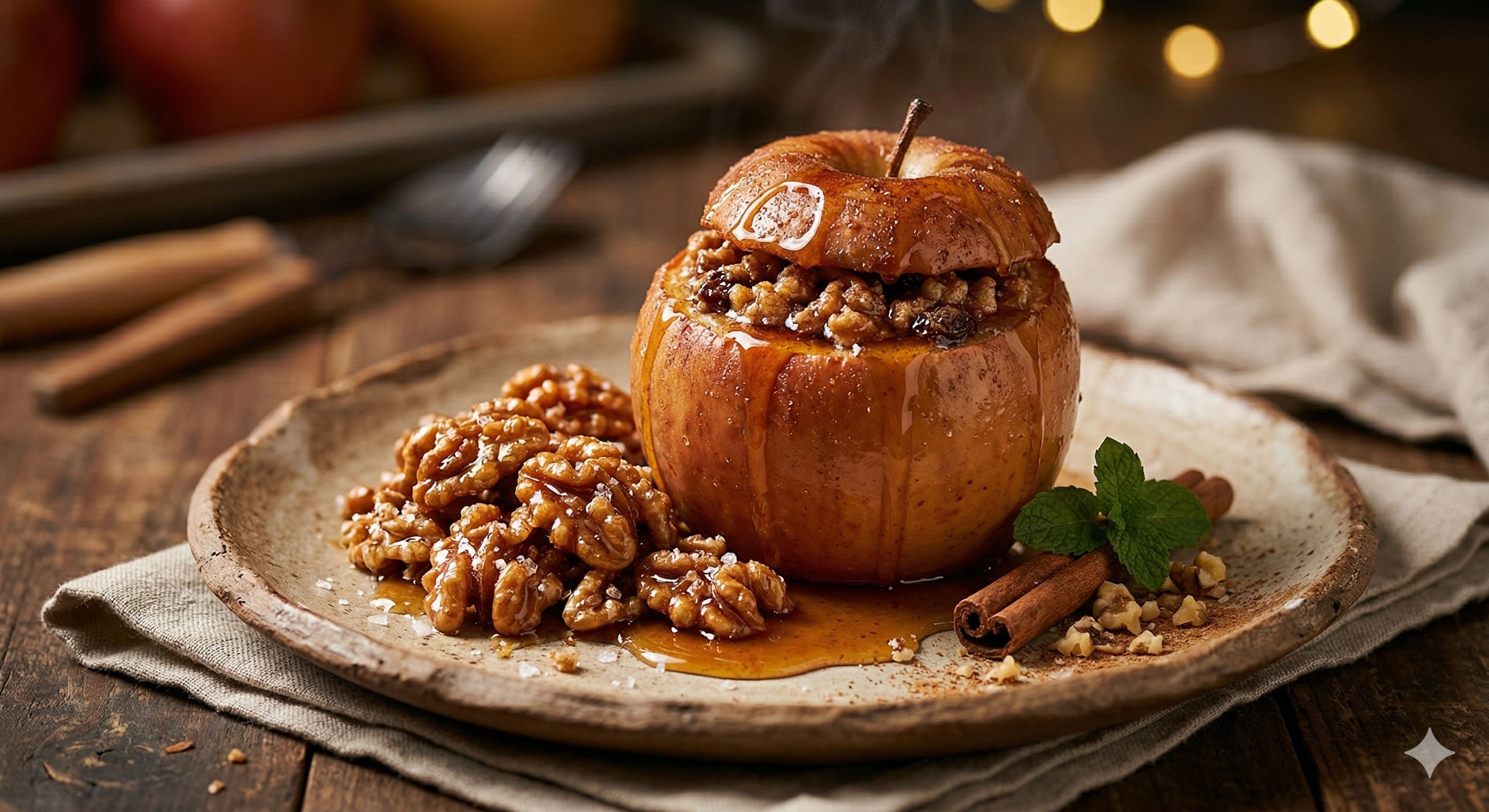 肉桂烤蘋果佐楓糖胡桃